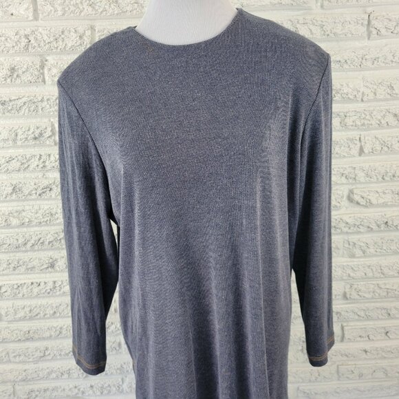 Chez California Womens Top 14W Plus Tunic Long Sleeve Gray Casual STR84E - Picture 3 of 8
